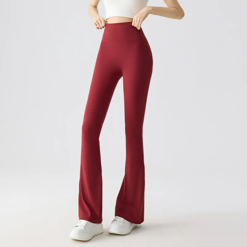 Pantalones de yoga microelásticos de cintura alta acampanados - imagen 4