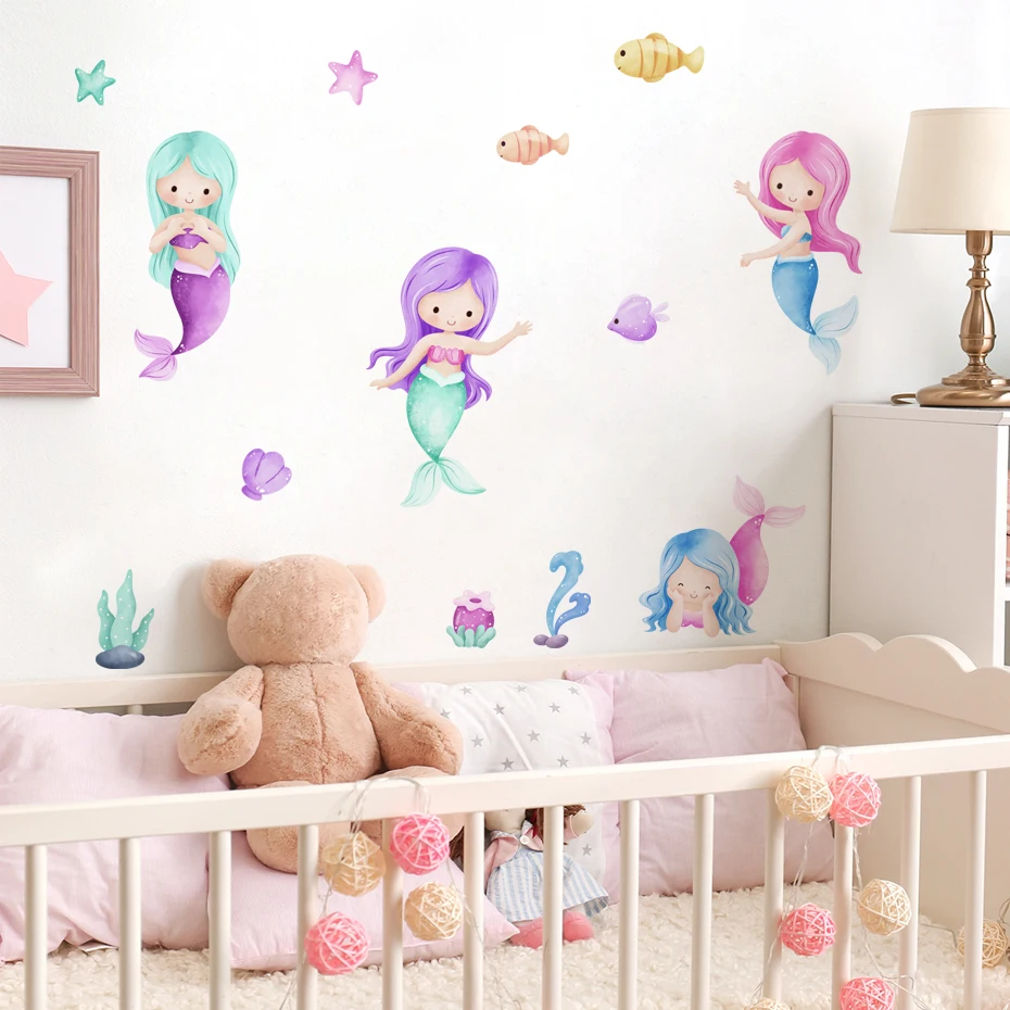 Pegatinas de pared de acuarela con motivos marinos para habitación infantil