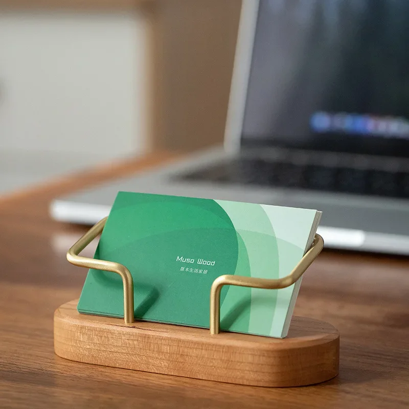 Tarjetero de madera ovalado para tarjetas de visita - Escritorio - imagen 5