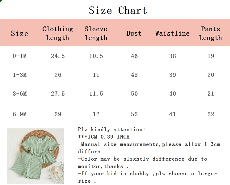 Conjunto verde manga corta bebé niña – Algodón suave, 0-9 meses - imagen 4