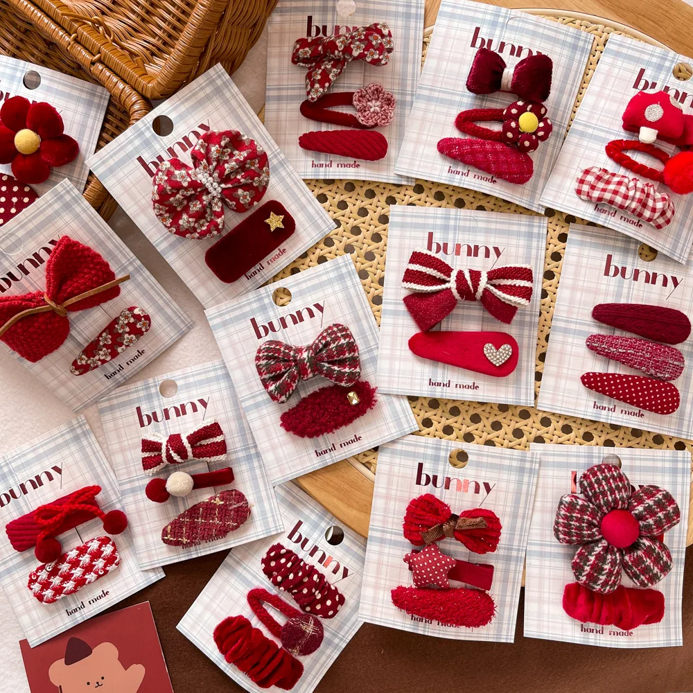 Horquilla con lazo rojo para bebé - Accesorio de cabello infantil - imagen 2