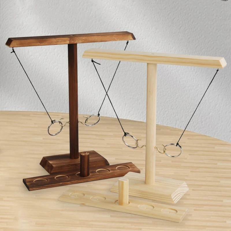 Juego lanzamiento aros de madera Montessori divertido - imagen 4