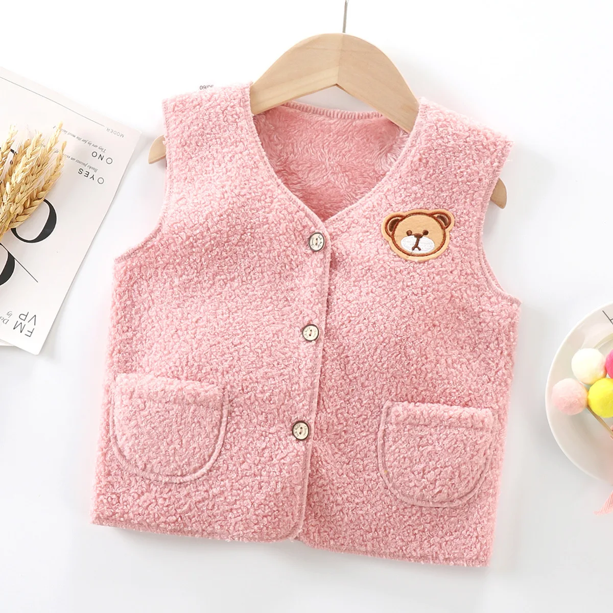 Chaleco polar bebé cálido de felpa para niñas y niños