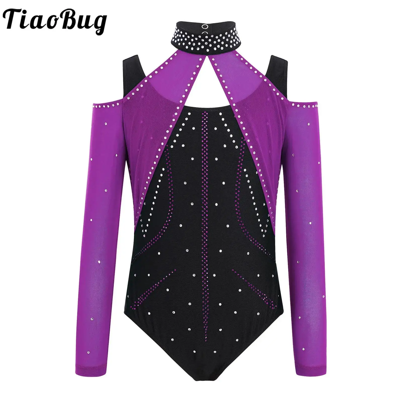 Maillot de ballet con pedrería brillante, manga larga para niñas - imagen 4