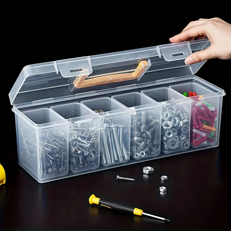 Organizador de herramientas transparente con estuche y divisores - imagen 4