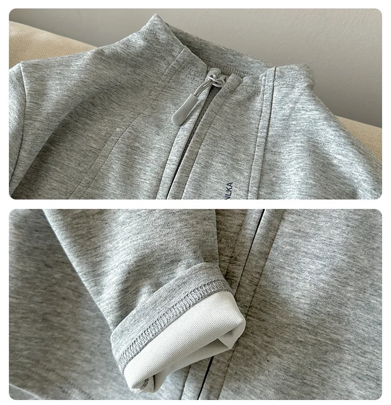 Detalle de la chaqueta y tejido del conjunto