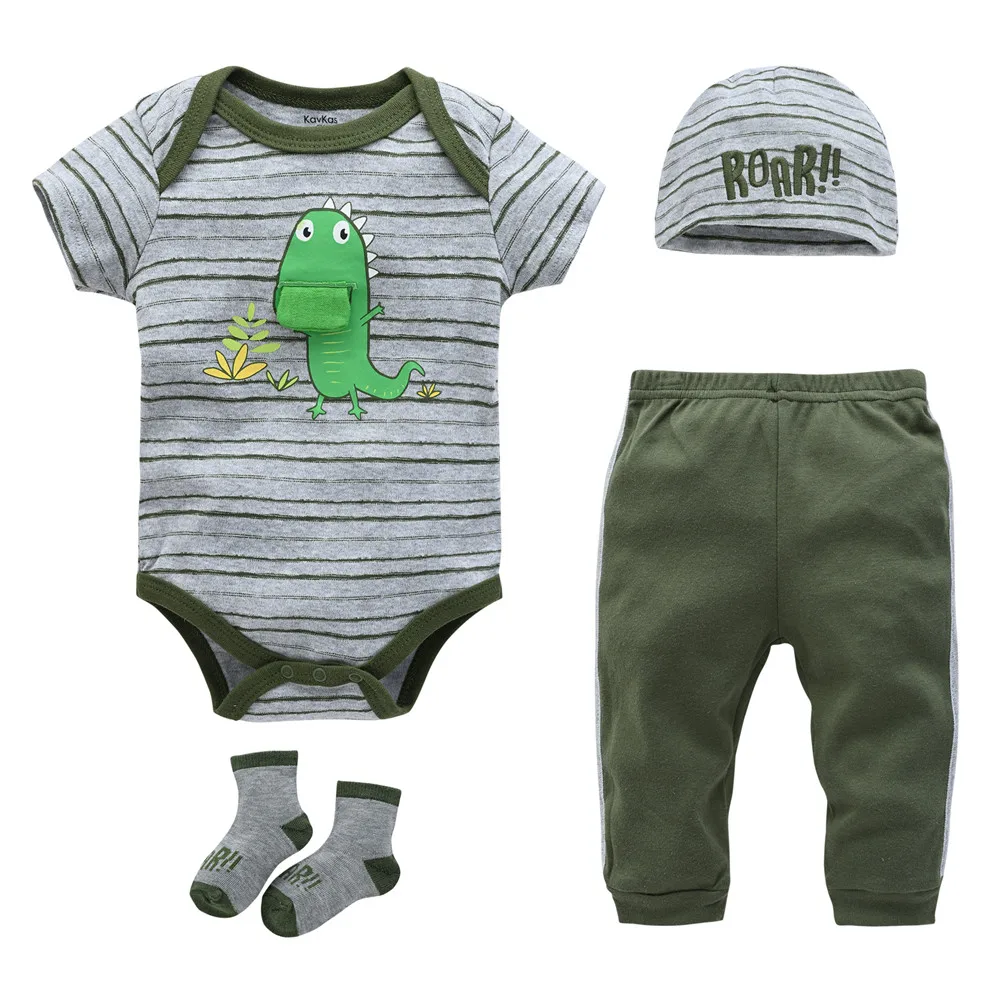 Conjunto pelele dinosaurio verde para bebé recién nacido - imagen 3