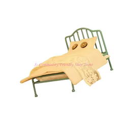 Cama para casa de muñecas 1/12 con edredón y almohada