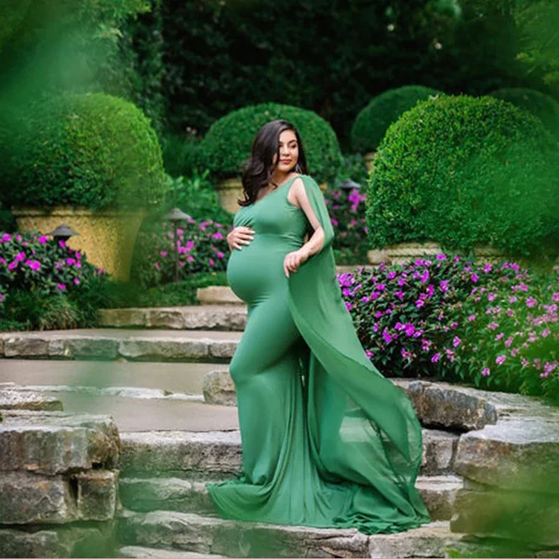 Vestido de embarazo para sesión de maternidad con hombros descubiertos - imagen 3