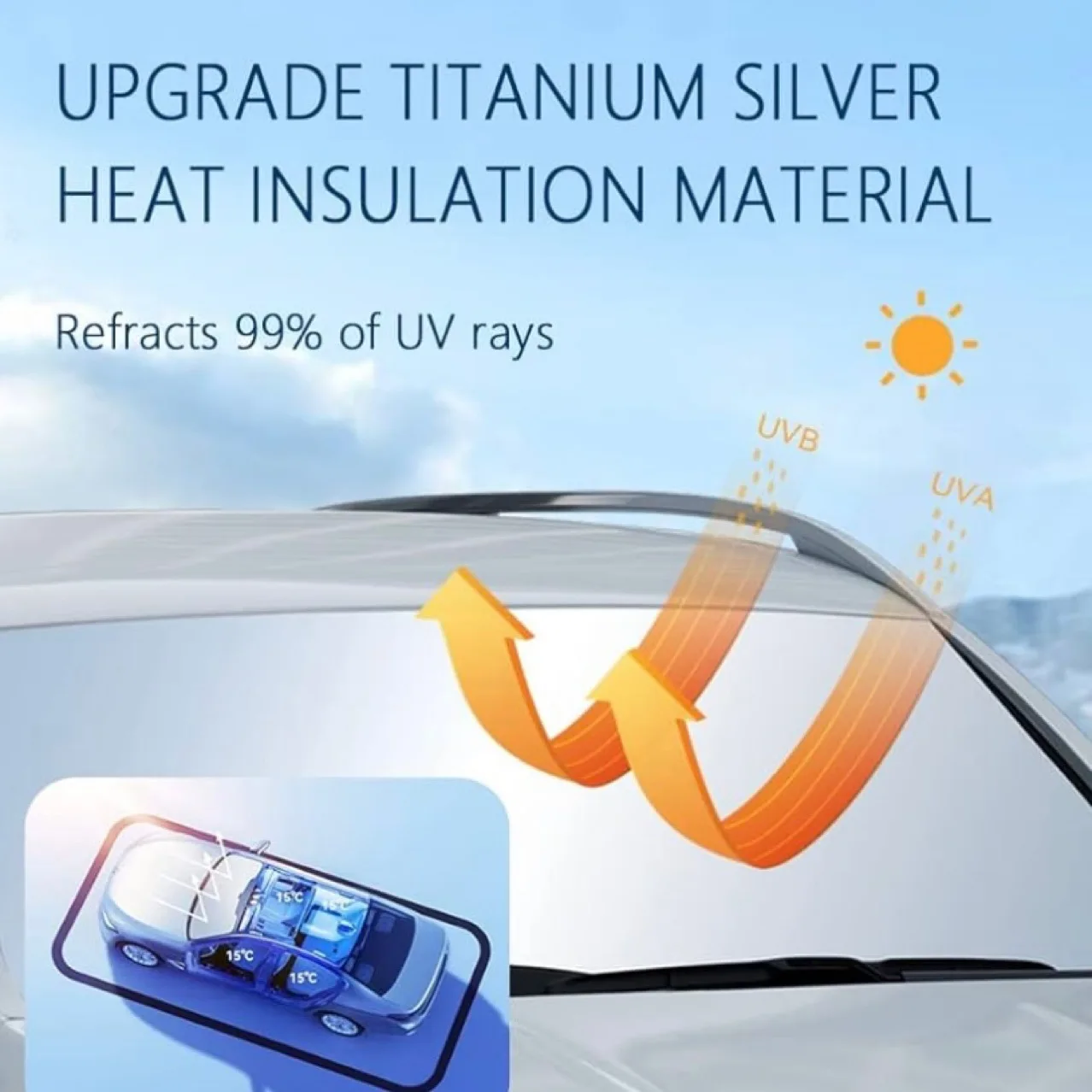 Protector solar para parabrisas del coche con bolsa y pantalla retráctil - imagen 3