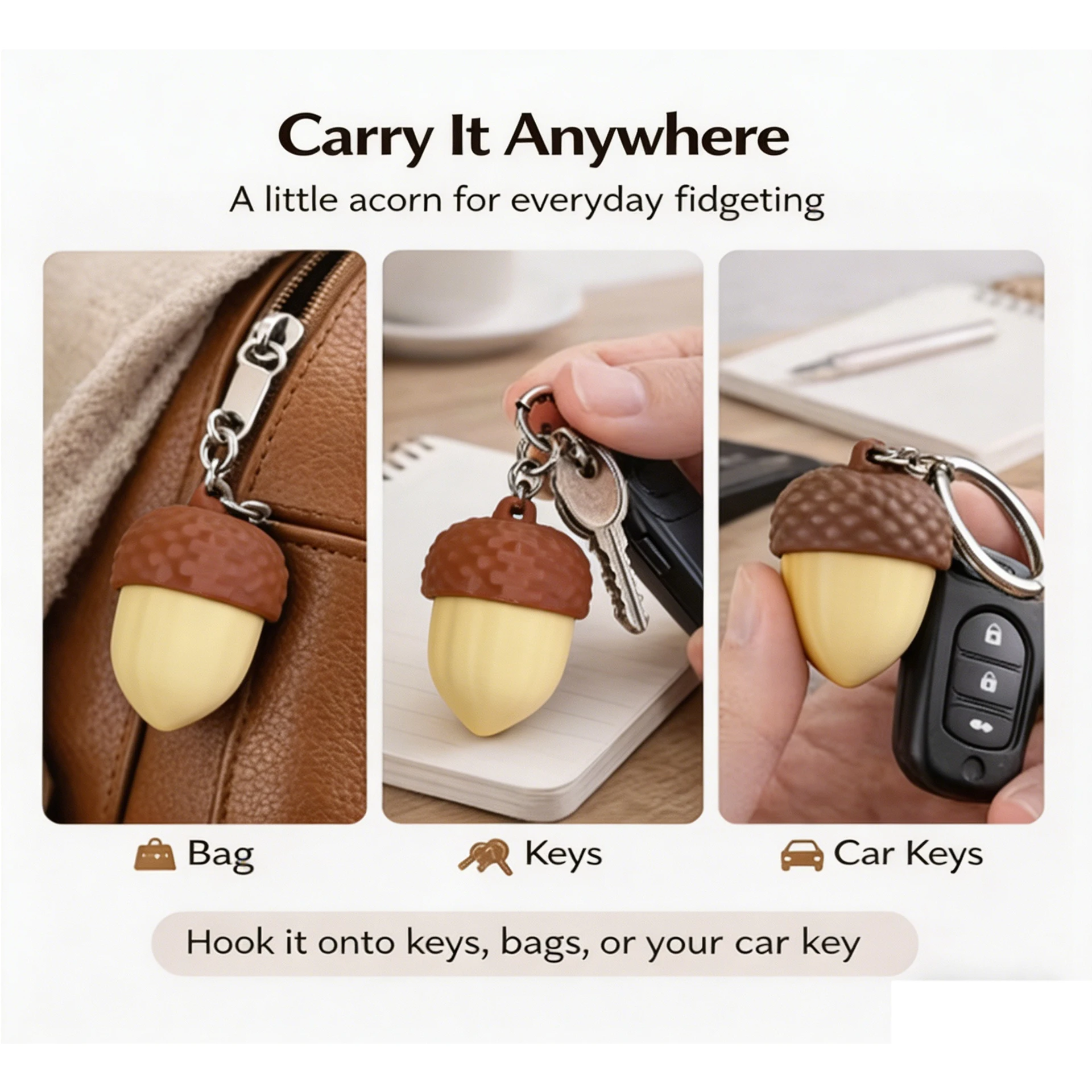 Llavero antiestrés con bellota, colgante para mochila infantil - imagen 2