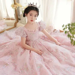 Vestido de fiesta para niña con encaje bordado – Estilo princesa
