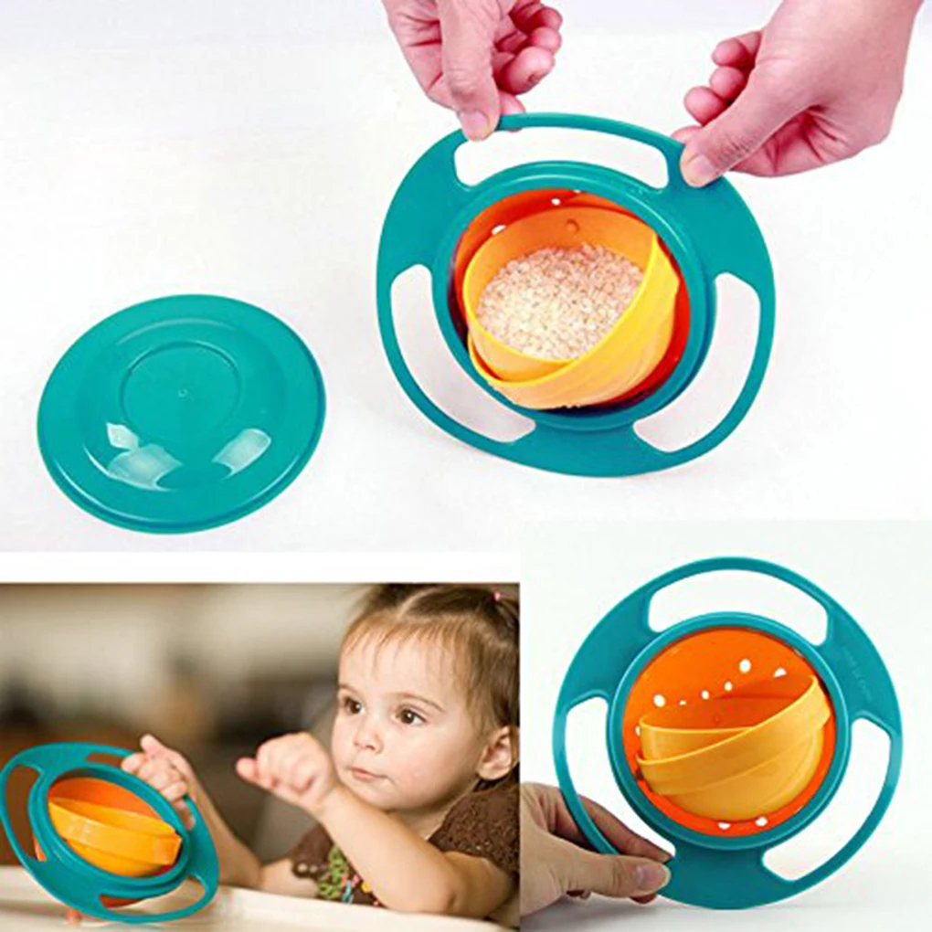 Plato de alimentación infantil con diseño giroscópico antiderrame