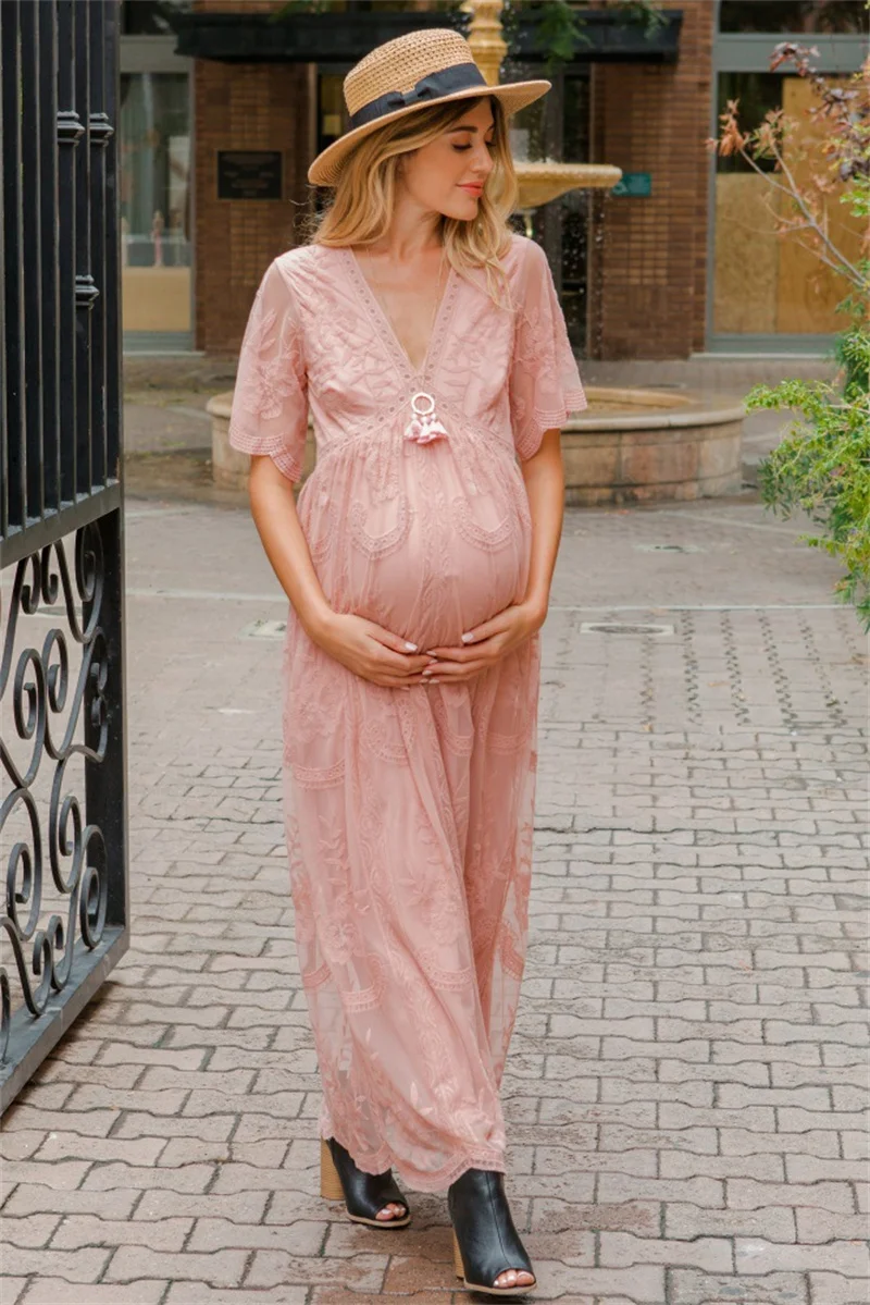 Vestido de maternidad de encaje ligero y holgado cómodo diario - imagen 5