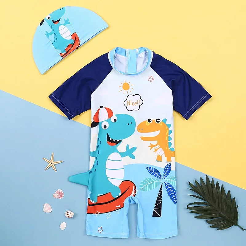 Traje de baño infantil dinosaurios con gorro y antisarpullidos - imagen 2