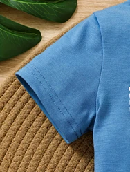 Conjunto de verano para bebé niño: camiseta dinosaurio y pantalón rayas
