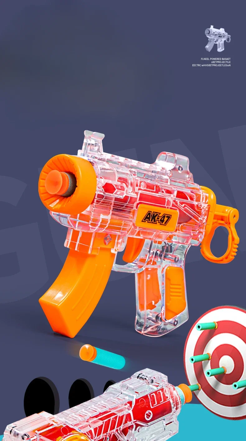 Vista frontal de la pistola de juguete AK47 con detalle del gatillo