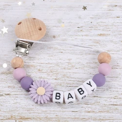 Cadena chupete personalizada madera silicona bebé juguete lactancia
