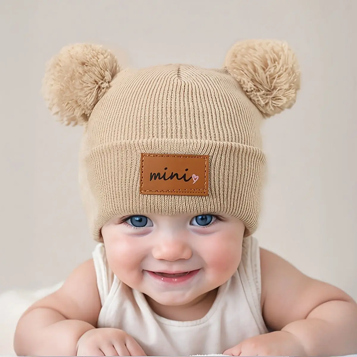 Gorro de punto con pompón suave para bebé cálido invierno 0-3 años - imagen 4