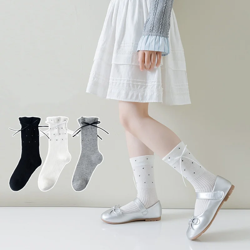 Calcetines altos de volantes para niñas primavera y verano