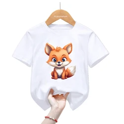 Camiseta de algodón estampado con animales para niños pequeños
