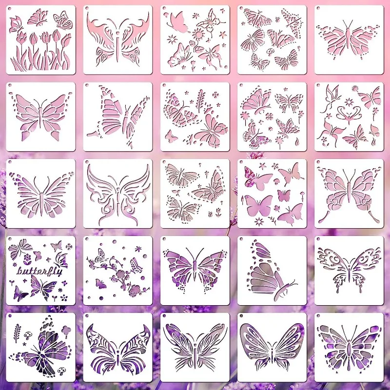 Set de 25 plantillas de mariposa para manualidades y pintura - imagen 3