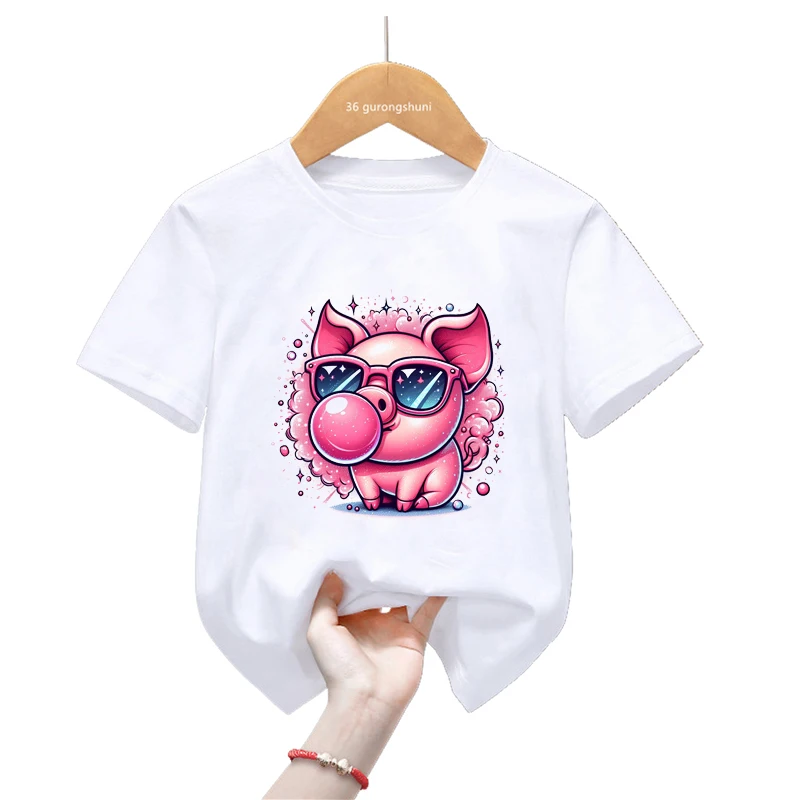 Camiseta manga corta infantil estampado cerdo para niños y niñas - imagen 5