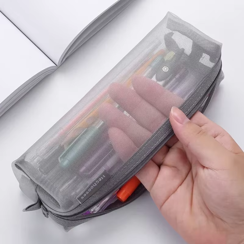 Estuche escolar transparente de nylon para lápices unisex - imagen 2