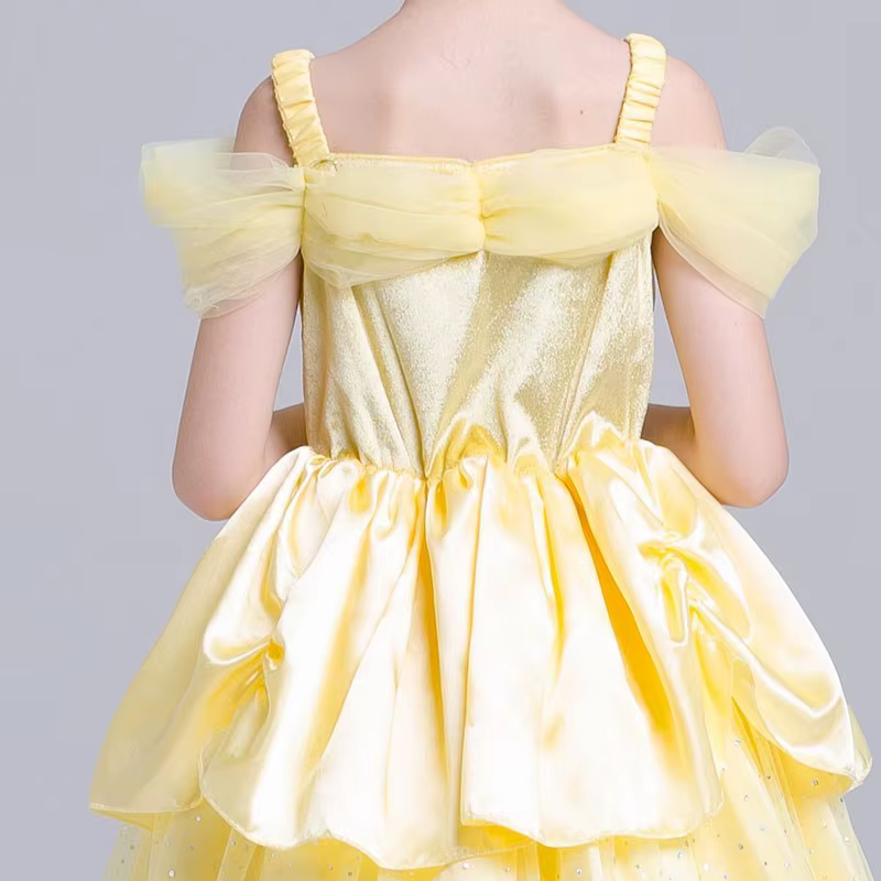 Vestido de princesa para niñas inspirado en Bella y Bestia artesanal - imagen 4