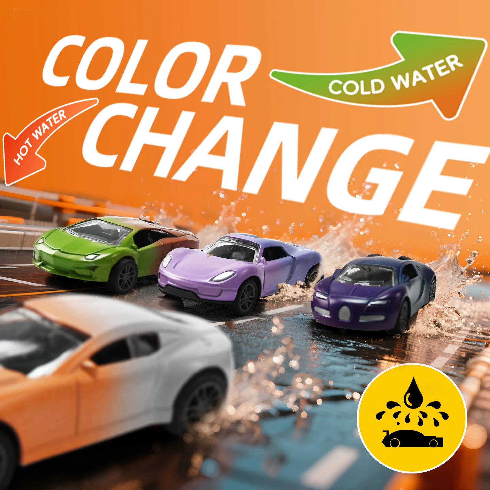 Vista del cambio de color con agua o temperatura