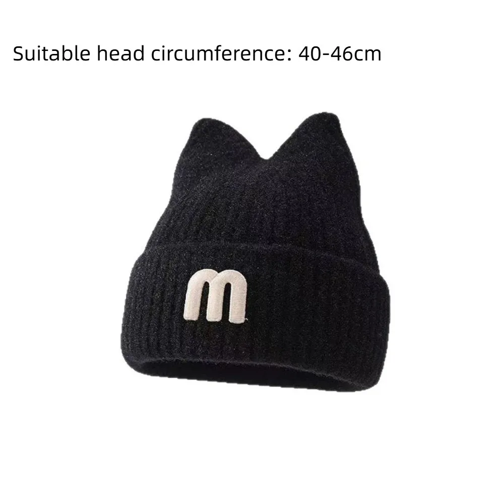 Gorro de punto para invierno, color sólido, cálido con letras - imagen 5