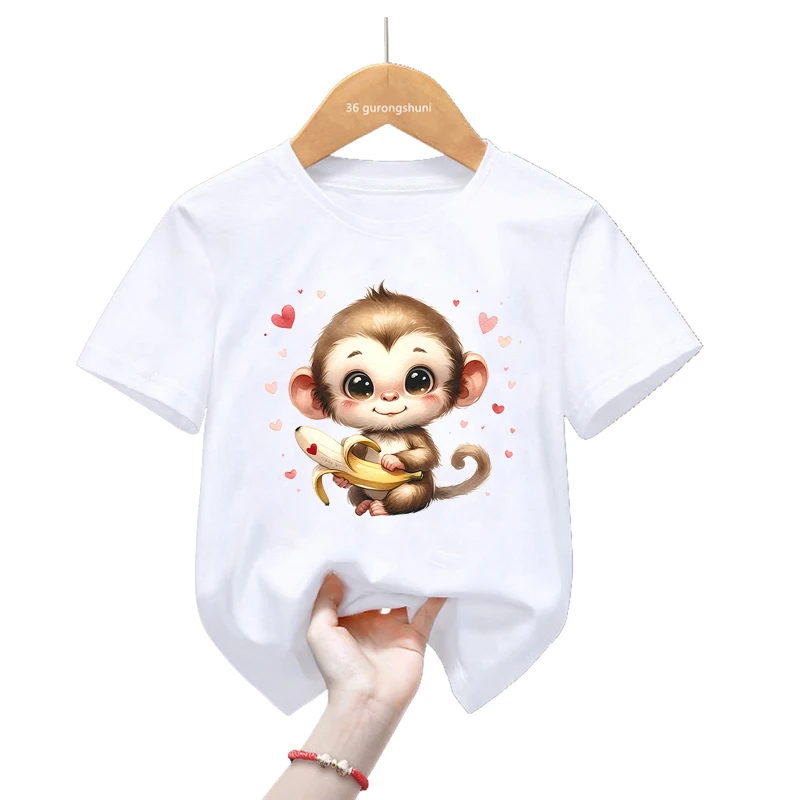 Camiseta infantil blanca con estampado de animales Kawaii para niños - imagen 4