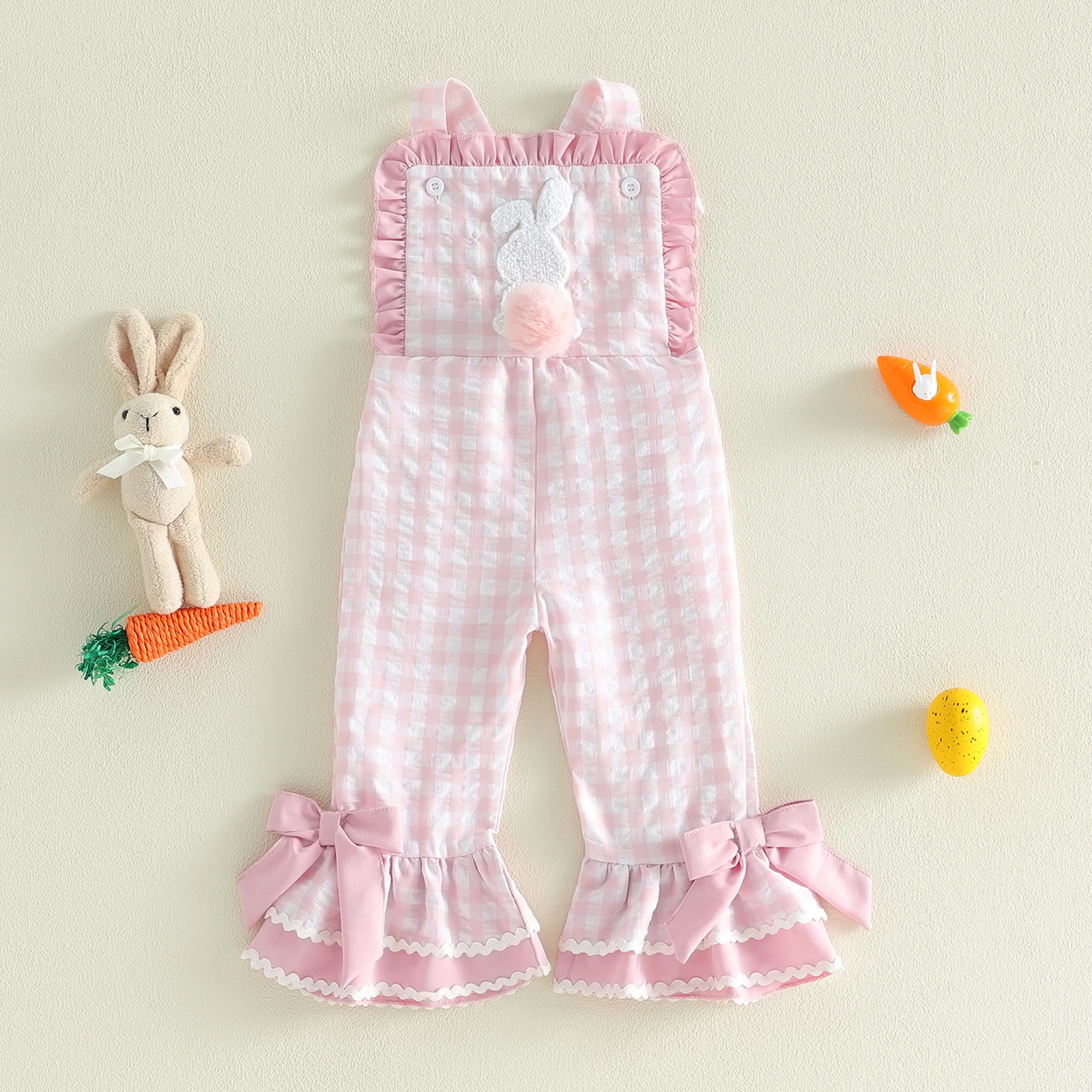 Mono infantil niña Pascua a cuadros con lazos de conejito - imagen 2