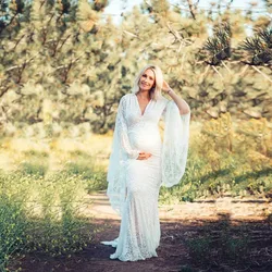 Vestido premamá blanco para sesiones fotográficas de embarazo