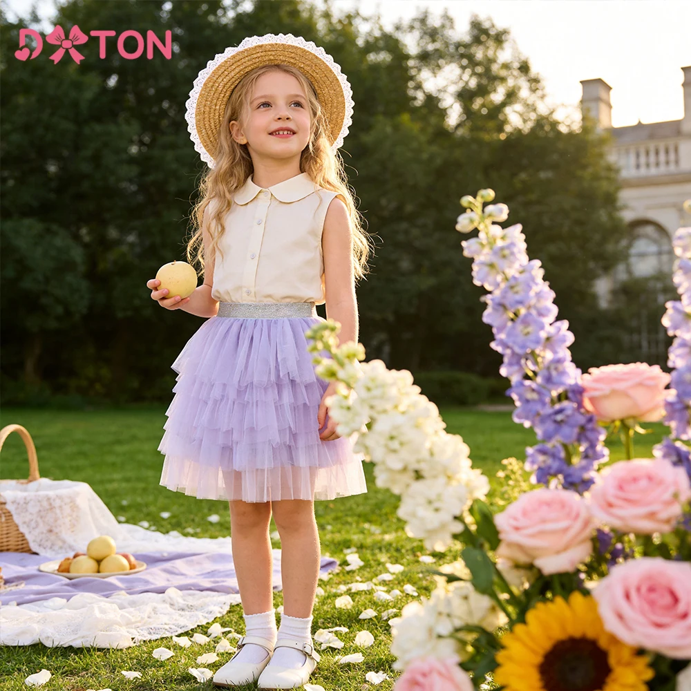 DXTON Falda princesa de tul con capas abullonadas para niñas - imagen 2