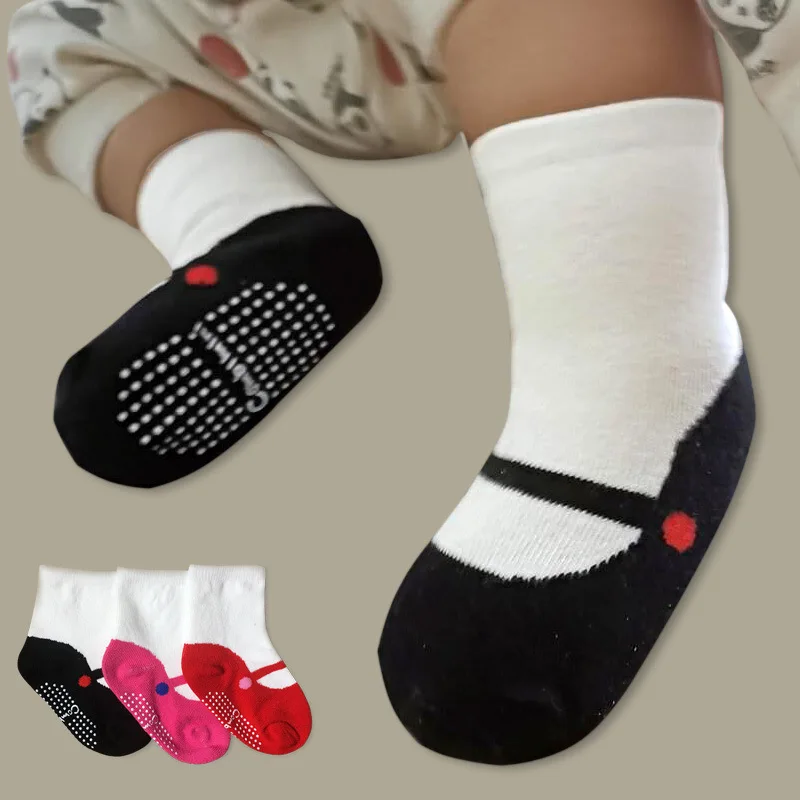 Calcetines cortos antideslizantes para bebé estilo ballet de primavera