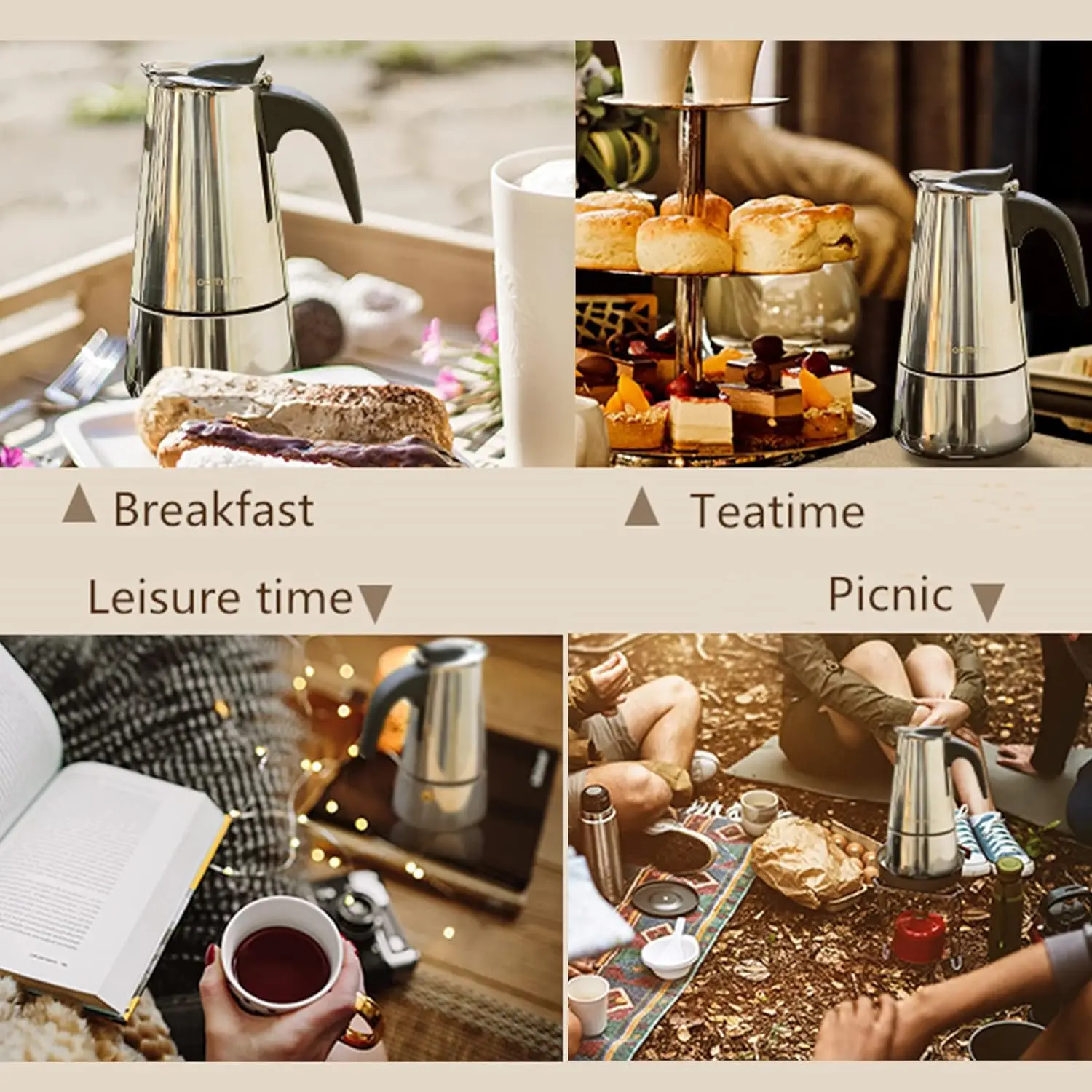 Cafetera moka para estufa 4/6/9 tazas – espresso en casa aluminio
