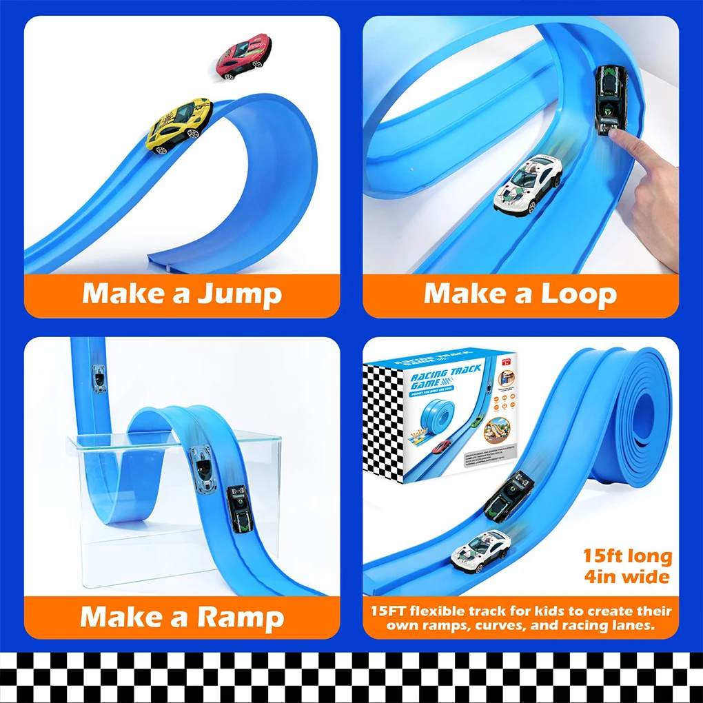 Pista de carreras flexible doble vía con coches pequeños - imagen 3