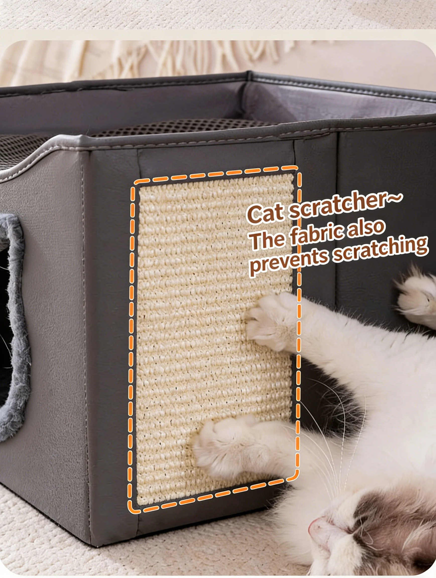 Rascador integrado en la casa para gatos plegable