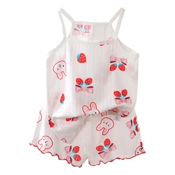 Conjunto de pijama de verano sin mangas estampado dibujos animados