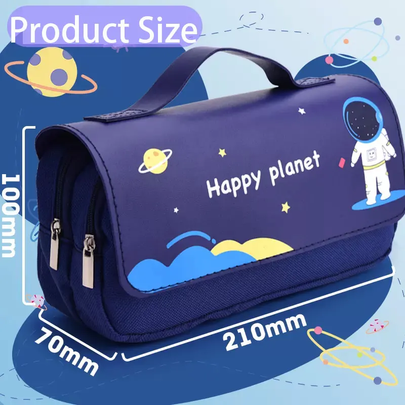 Estuche escolar de lápices de piel lavable – Gran capacidad - imagen 4