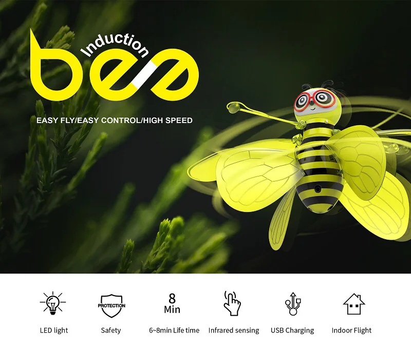 Vehículo volador de abeja con luces