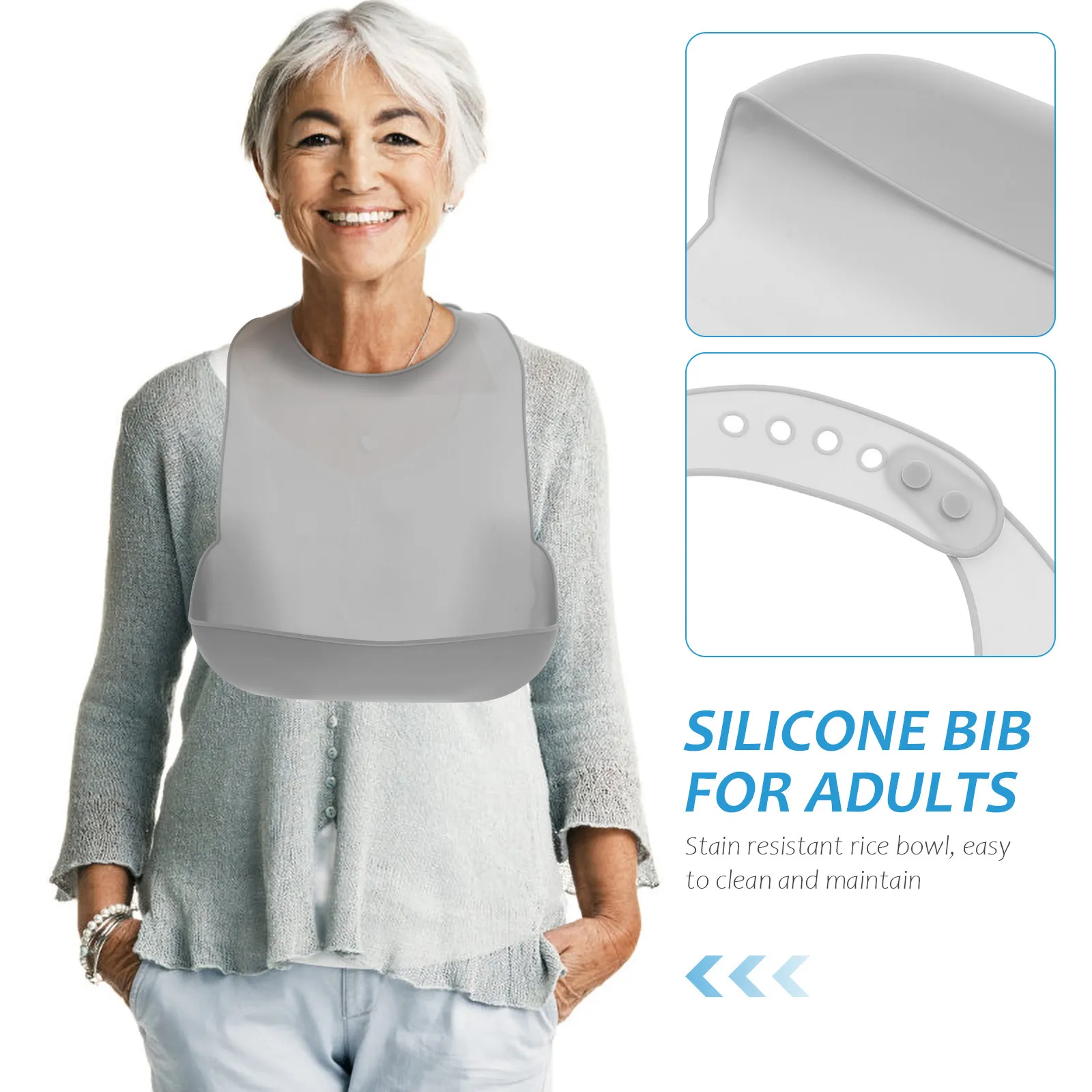 Babero de silicona impermeable tipo toalla lavable para adultos - imagen 4