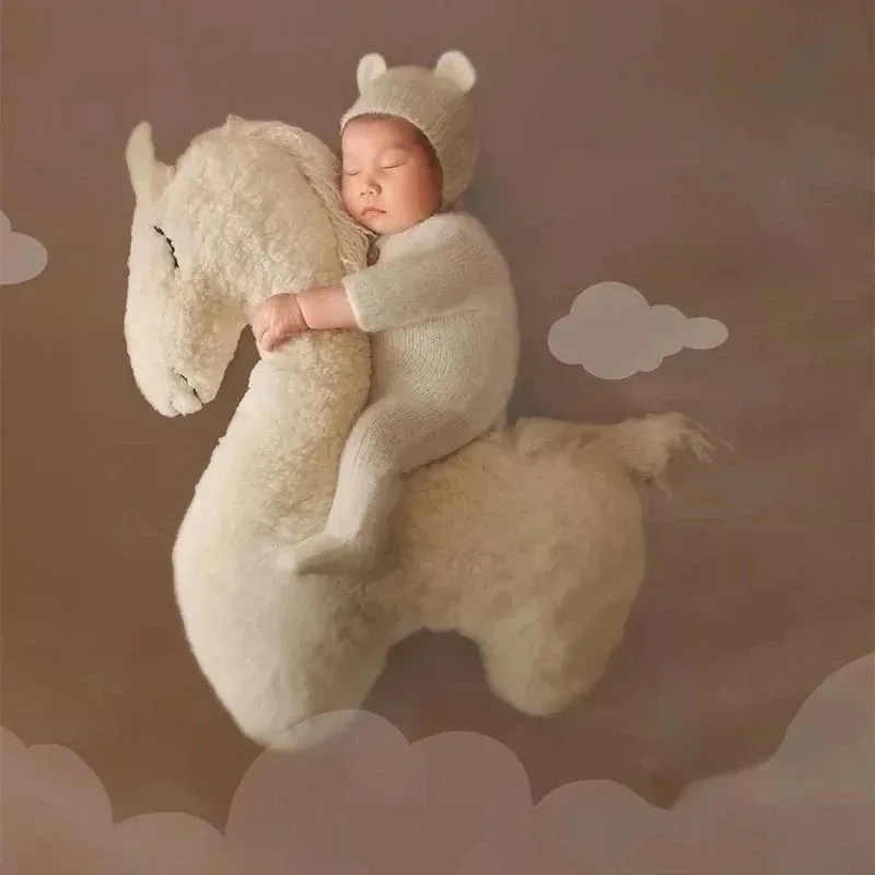 Almohada para posar recién nacido de unicornio para fotos, felpa suave - imagen 3