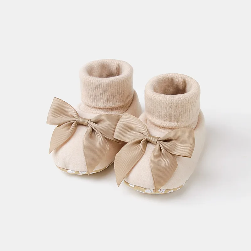 Zapatillas de bebé con lazo antideslizantes de suela blanda primavera