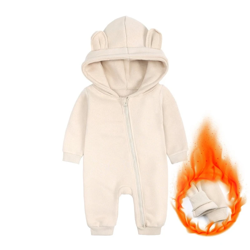 Pelele con capucha de manga larga para bebé – Cálido para otoño invierno - imagen 2