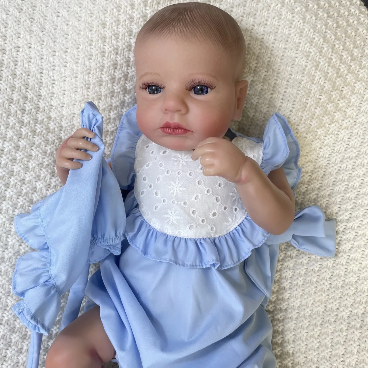 Muñeca reborn LouLou de 3D con ojos azules, princesa coleccionable - imagen 2