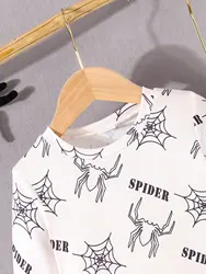 Pijama bebé manga larga con estampado de telarañas, cómodo