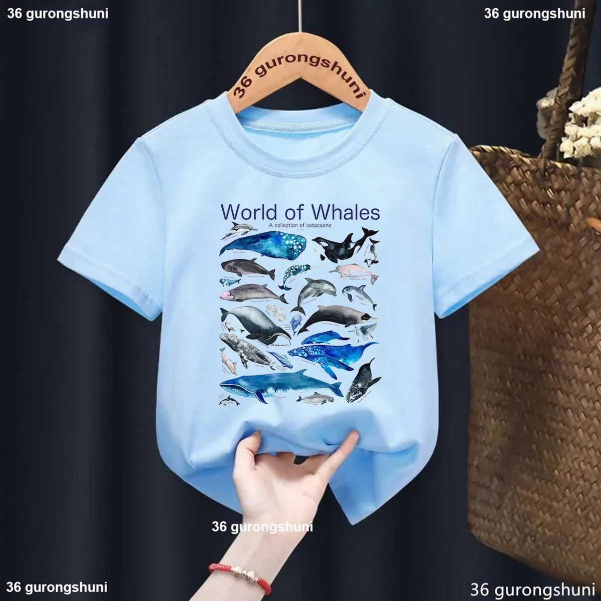 Camiseta World of Whales de delfines para niños – Manga corta verano - imagen 4
