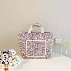 Bolsa de pañales INS de algodón con estampado floral elegante